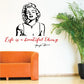 Marilyn Monroe wall decal with portrait and script text 'Life is a beautiful thing'