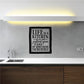 Kitchen quote wall decal with black square typography reading Life is a kitchen.