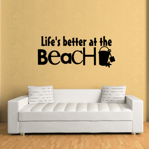 Beach wall decal: 'Life's better at the beach' with anchor icon