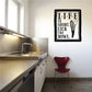 Quote wall decal: “LIFE IS SHORT LICK THE BOWL” with bowl icon