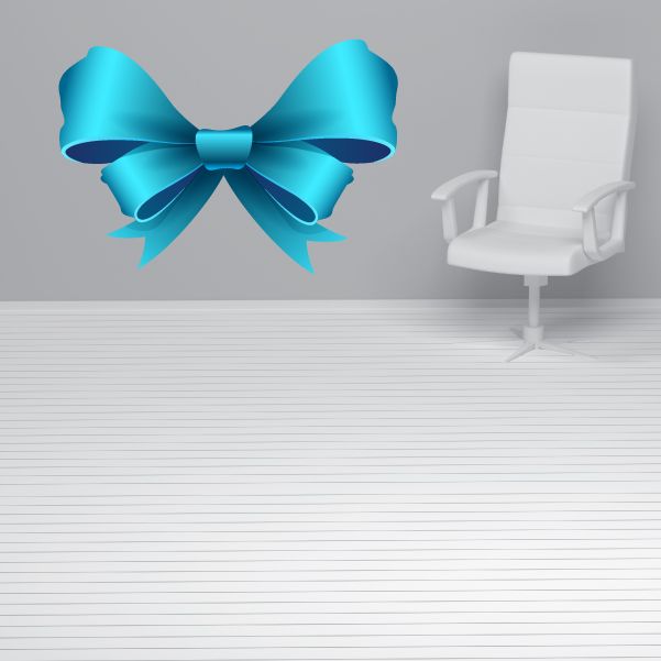 Light blue ribbon bow wall decal vinyl sticker