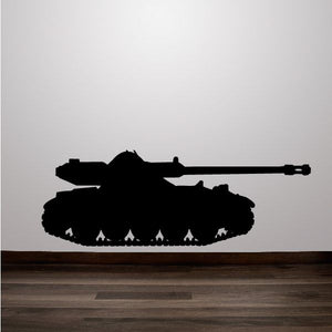 Black tank decal silhouette with long cannon and tracks