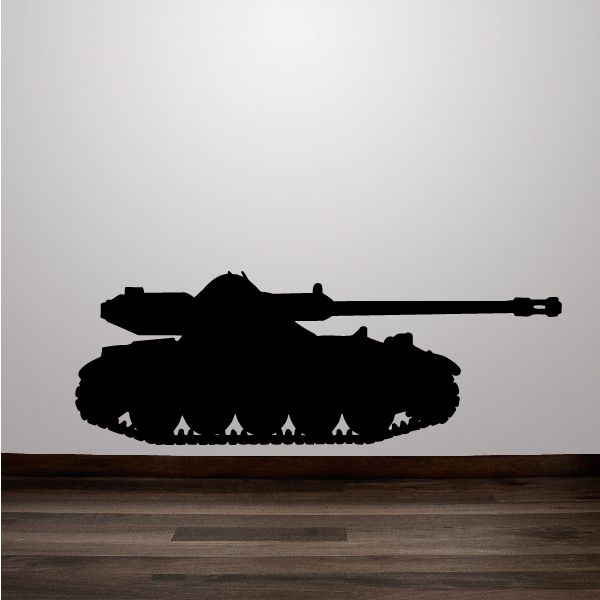 Black tank decal silhouette with long cannon and tracks