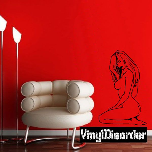 Image of Light Hair Nude Woman Sitting Decal