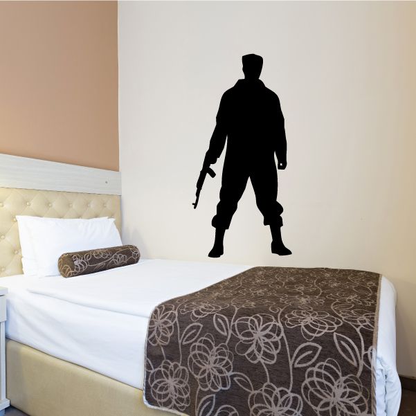 Soldier AK47 light decal, full-body silhouette holding a rifle