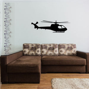 Helicopter wall decal with dark silhouette and visible rotor blades