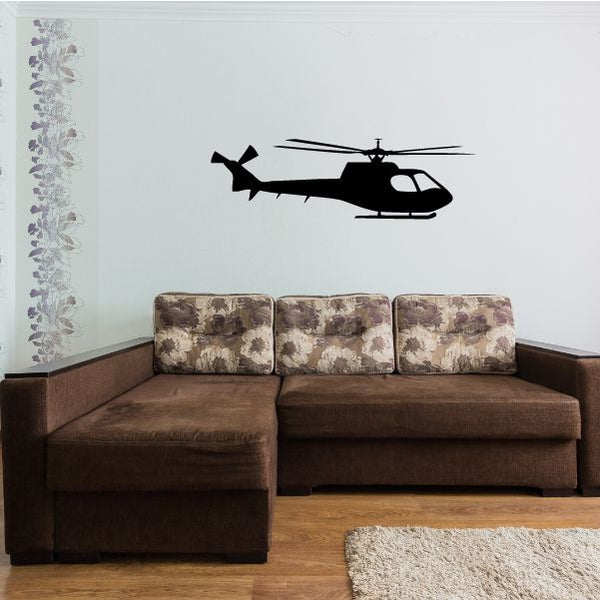 Helicopter wall decal with dark silhouette and visible rotor blades