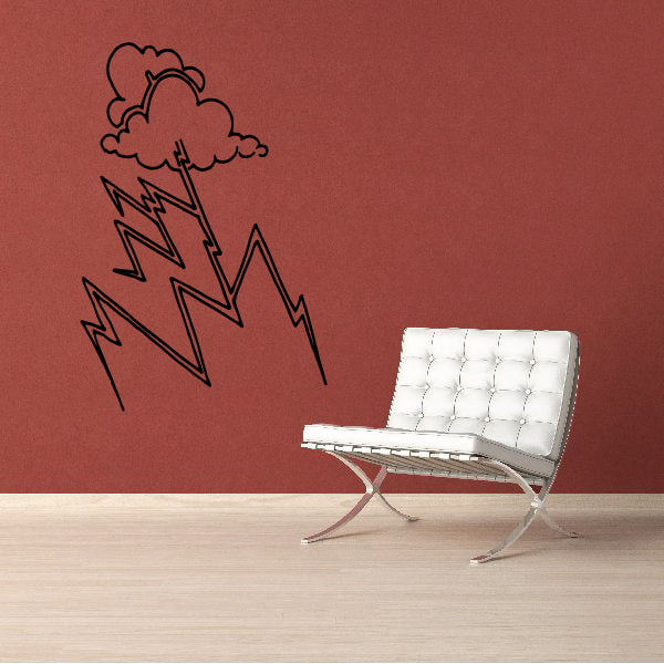 Lightning decal with a small cloud outline and jagged lightning bolt in black lines