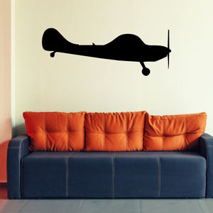 Black propeller airplane wall decal silhouette