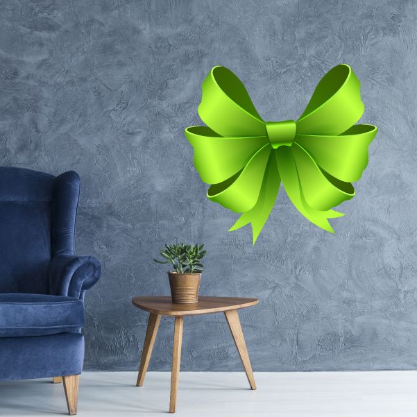 Lime green triple ribbon bow vinyl wall decal sticker