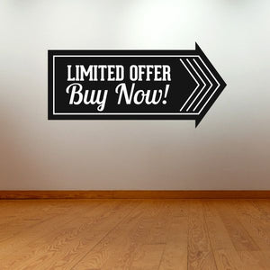 Vinyl wall decal badge with 'LIMITED OFFER' and 'Buy Now!' text in black
