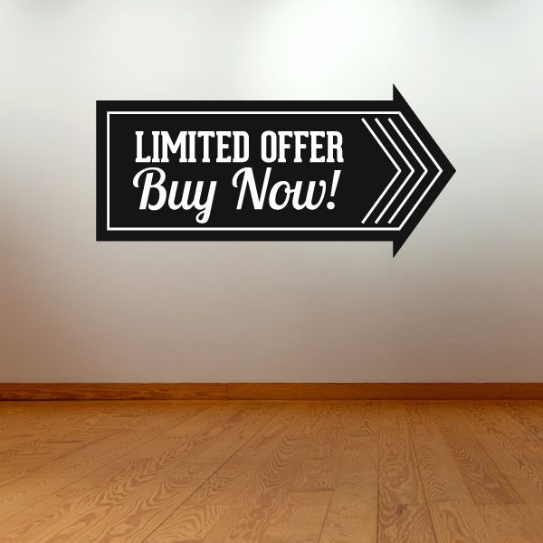 Vinyl wall decal badge with 'LIMITED OFFER' and 'Buy Now!' text in black