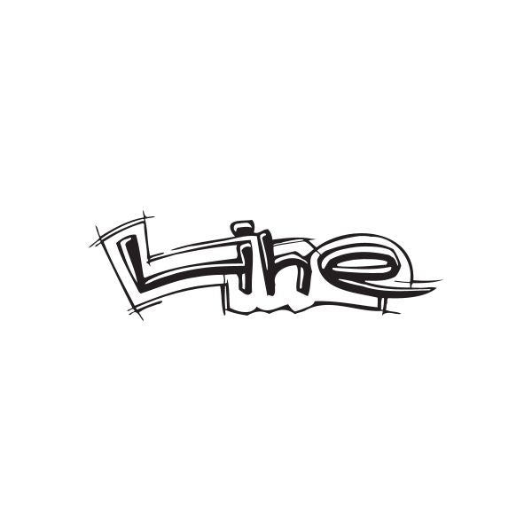 Black line graffiti decal with outlined abstract lettering