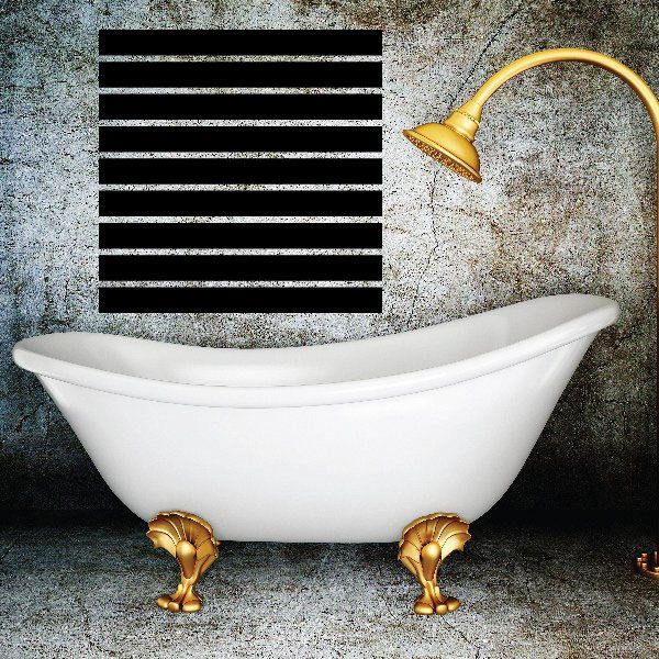 Black horizontal line pattern wall decal, vinyl stripes in a rectangle.