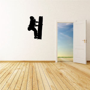 Lineman climbing a pole wall decal, dark silhouette