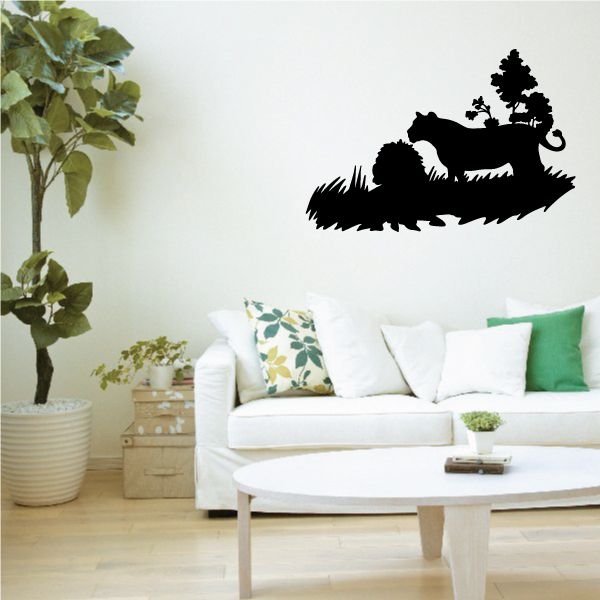 Image of Lion and Lioness Nature Scene Decal