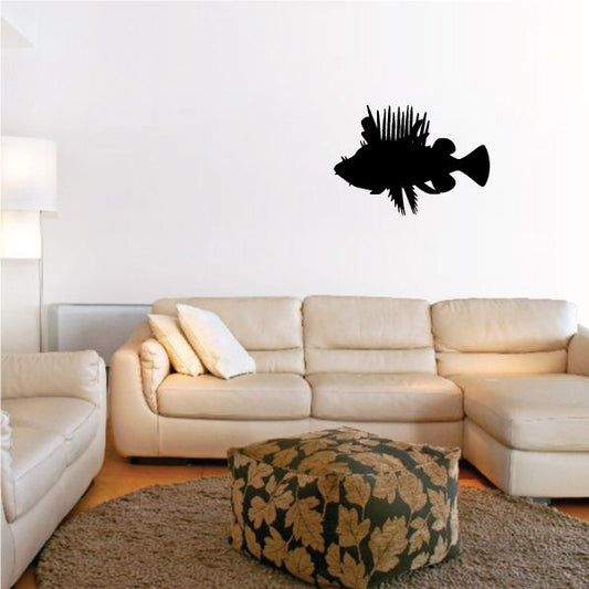 Image of Lion Fish Swimming Silhouette Decal