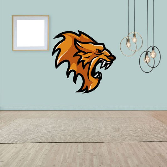 Image of Lion Mascot Wall Decal - Vinyl Car Sticker - Uscolor012