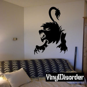 Black lion strike tattoo decal with clawed mane silhouette