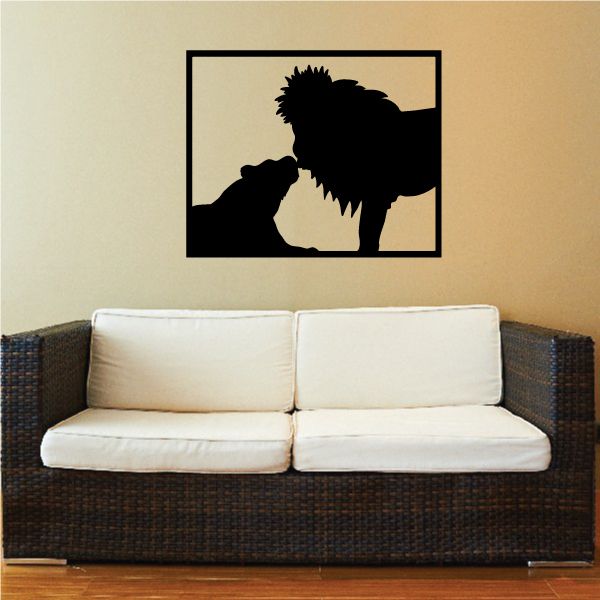 Image of Lioness and Lion in Frame Decal