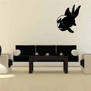 Black lionhead goldfish wall decal, dark silhouette of a goldfish with fins and tail