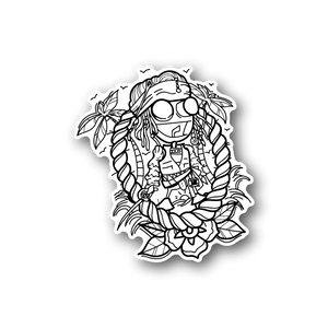 Little pirate vinyl sticker with white cartoon pirate holding a sword