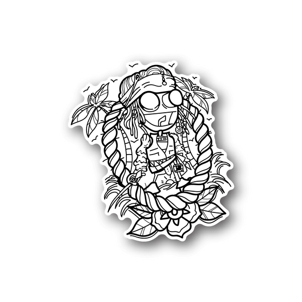 Little pirate vinyl sticker with white cartoon pirate holding a sword