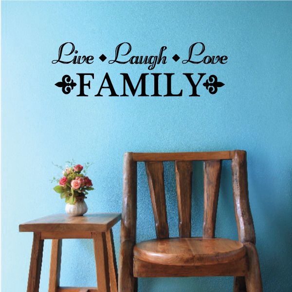 Family wall decal with Live Laugh Love and FAMILY lettering