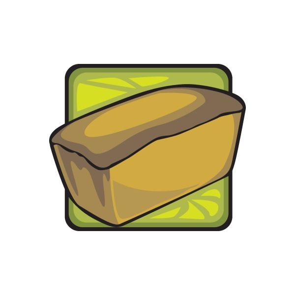 Bread loaf sticker with slice and green outline