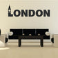 London wall decal with Big Ben silhouette and LONDON lettering
