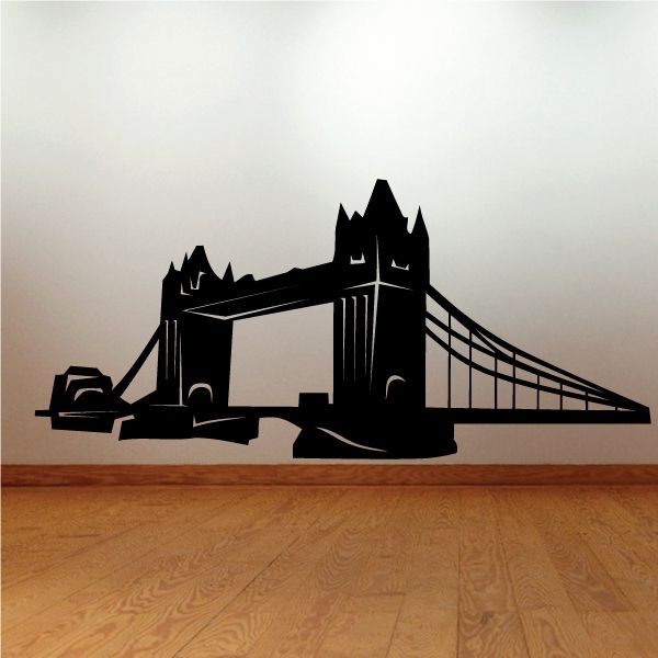 Tower Bridge wall decal silhouette, black skyline bridge artwork