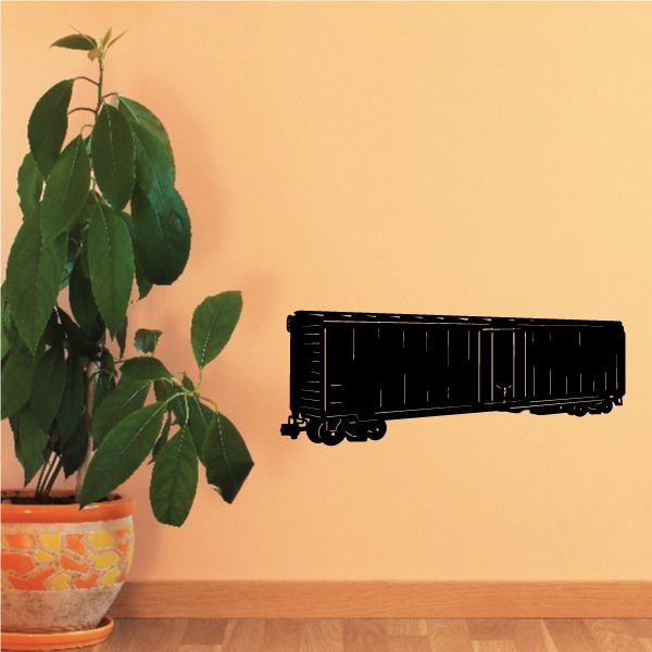 Long boxcar decal sticker, black freight train car silhouette