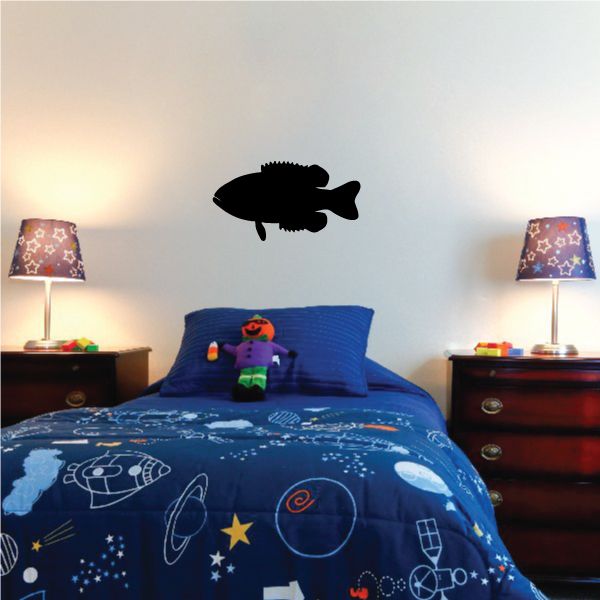 Long-eared sunfish wall decal, black fish silhouette