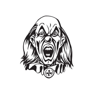 Clown head decal with bell emblem