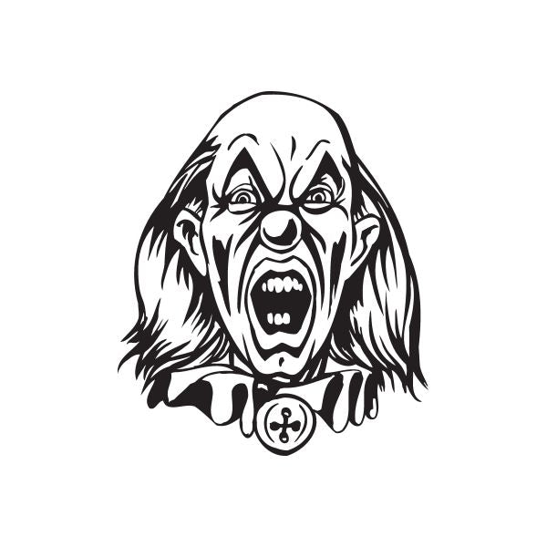 Clown head decal with bell emblem
