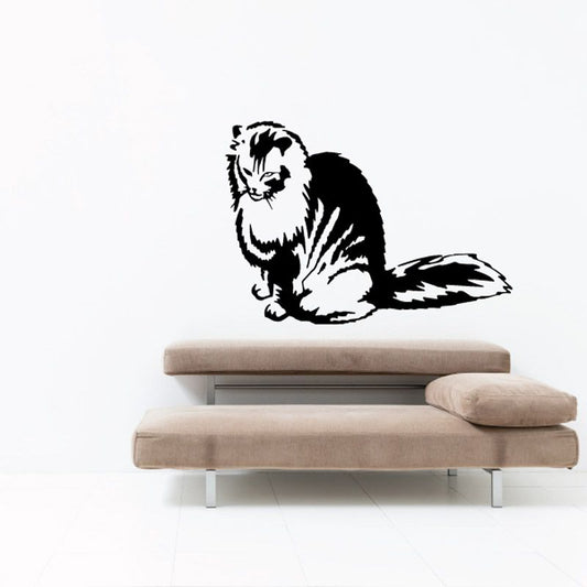 Image of Long Haired Cat Sitting Decal