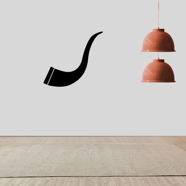 Black curved pipe wall decal with simple long shape and bent elbow