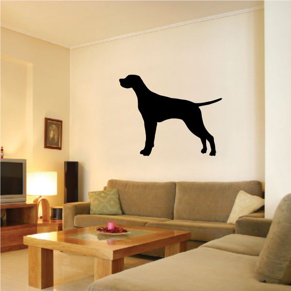 Long tail English pointer vinyl wall decal, black dog silhouette