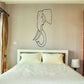 Elephant head wall decal with trunk and horns, black outline