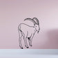 Goat outline decal sticker with curved horns and looking-back pose