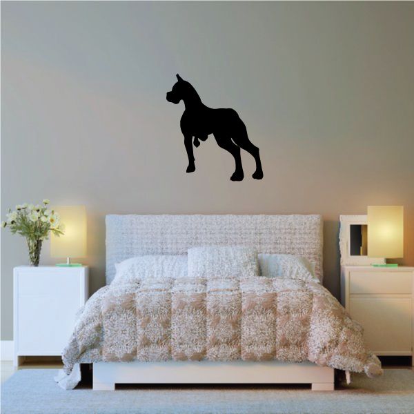 Black standing dog silhouette wall decal, looking to the side