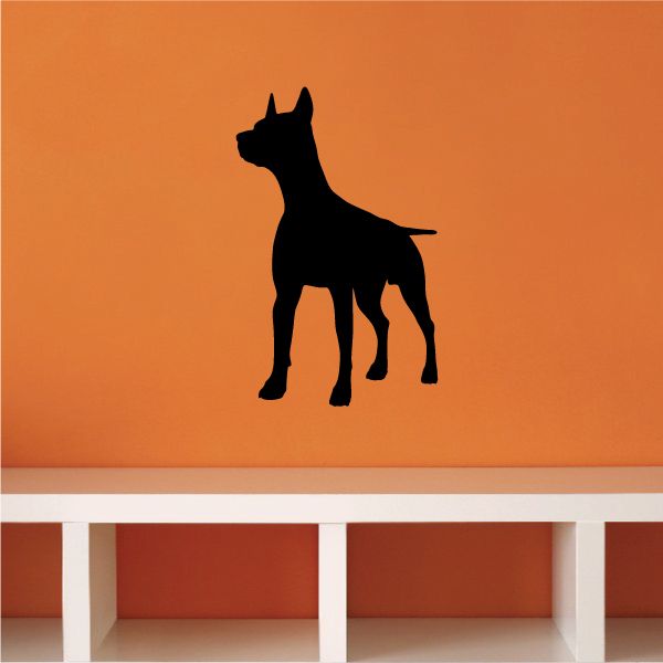 Doberman Pinscher decal with black standing dog silhouette