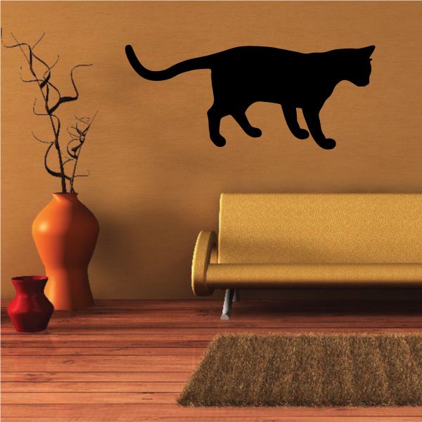 Image of Looking Down Cat Silhouette Decal