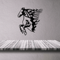 Horse head decal with winglike flame swirls