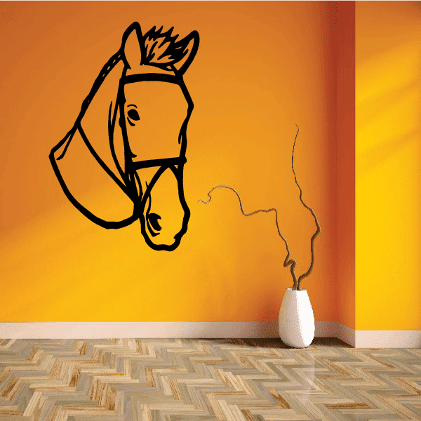 Image of Looking Horse Wearing Bridle Decal