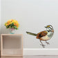 Sparrow wall sticker, perched bird with yellow face and brown wings on white