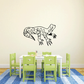 Leopard gecko decal, black line art with dotted spots, facing upward.