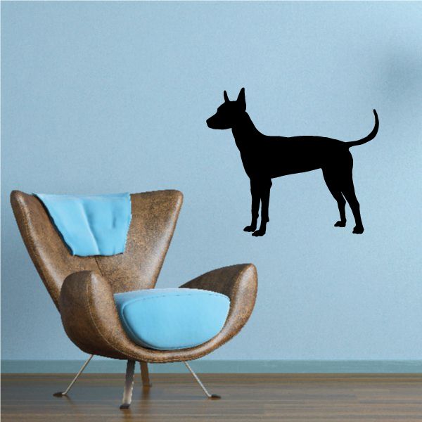 Xoloitzcuintli decal of black standing dog in profile