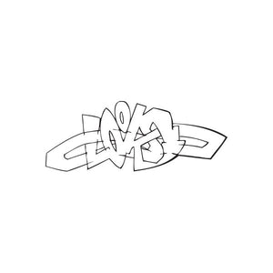 Graffiti decal with abstract black line art and star shapes