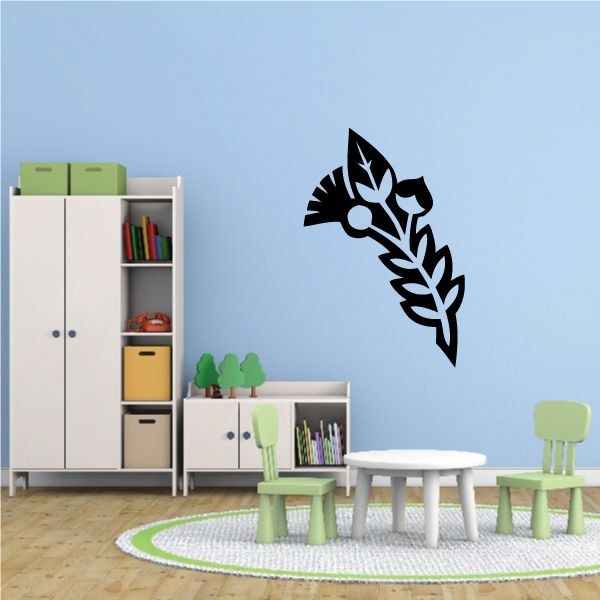Lotus vine wall decal in black with outlined petals and leaves